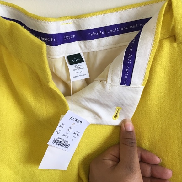 Jcrew NWT yellow wool pant SZ 2 - Picture 3 of 4